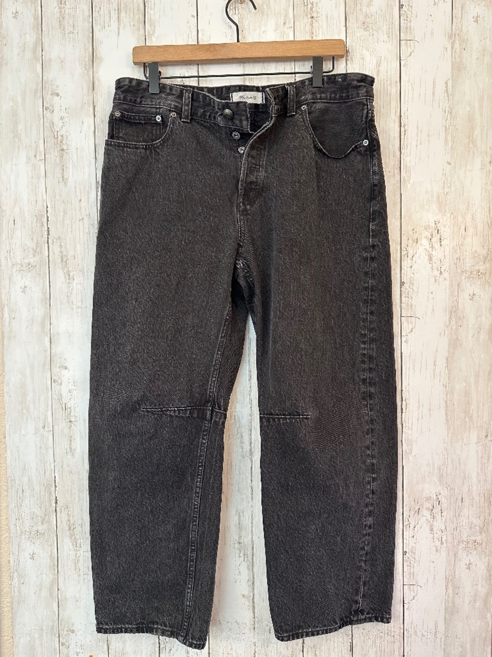 Madewell The Darted Barrel-Leg Jean Women 29 Washed Black Retro 90s Grunge Indie